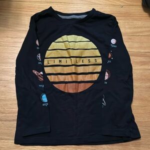Limitless black space shirt with planets